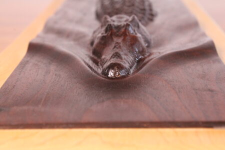 Walnut Alligator Relief Sculpture